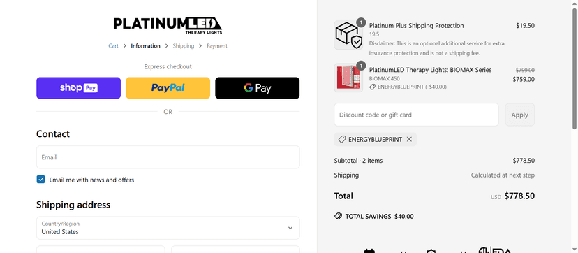 20% Off Coupon for PlatinumLED Therapy Lights - Claim Your Discount